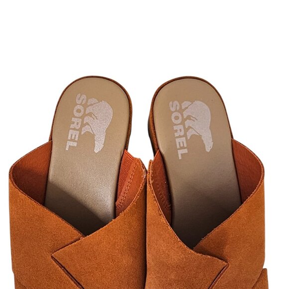 Sorel Womens Cameron Platform Mules, Leather Suede, Slide, Orange, Size 6.5 - Picture 6 of 9